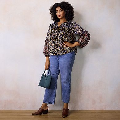 Plus Size LC Lauren Conrad Balloon Sleeve V-Neck Blouse