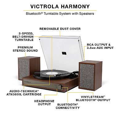 Victrola Harmony Bluetooth Turntable System with Speakers