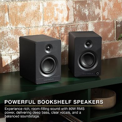 Victrola Tempo Bluetooth Bookshelf Speakers with Auracast Multi-Speaker Streaming