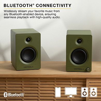Victrola Tempo Bluetooth Bookshelf Speakers with Auracast Multi-Speaker Streaming