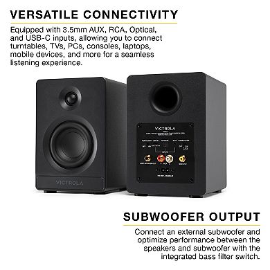 Victrola Tempo Bluetooth Bookshelf Speakers with Auracast Multi-Speaker Streaming