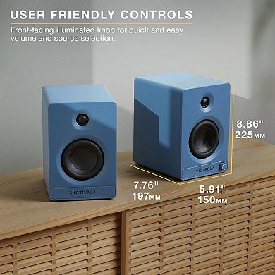 Victrola Tempo Bluetooth Bookshelf Speakers with Auracast Multi-Speaker Streaming