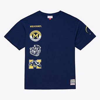 Men's Mitchell & Ness Navy Michigan Wolverines Double Clutch Premium T-Shirt