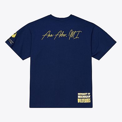 Men's Mitchell & Ness Navy Michigan Wolverines Double Clutch Premium T-Shirt