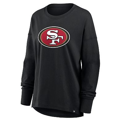 Women's Fanatics Black San Francisco 49ers Relaxed Hip Essential Long Sleeve T-Shirt