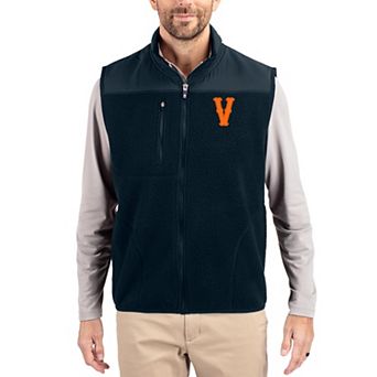 Men's Cutter & Buck Navy Virginia Cavaliers Cascade Eco Fleece Full-Zip Vest