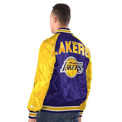 Men's Starter Purple/Gold Los Angeles Lakers Inductee Raglan Full-Snap Varsity Jacket