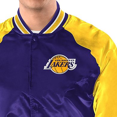 Men's Starter Purple/Gold Los Angeles Lakers Inductee Raglan Full-Snap Varsity Jacket