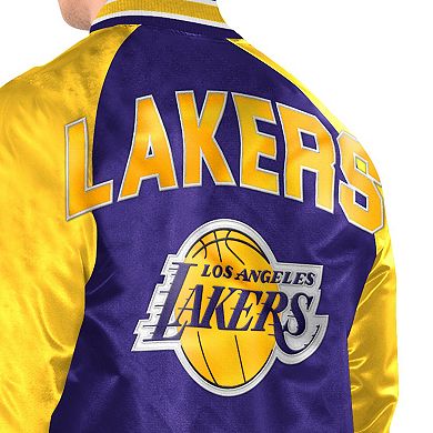 Men's Starter Purple/Gold Los Angeles Lakers Inductee Raglan Full-Snap Varsity Jacket