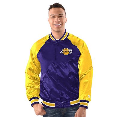 Men's Starter Purple/Gold Los Angeles Lakers Inductee Raglan Full-Snap Varsity Jacket