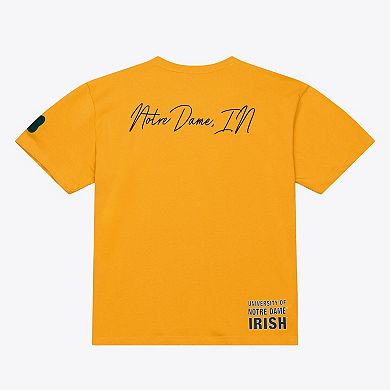 Men's Mitchell & Ness Gold Notre Dame Fighting Irish Double Clutch Premium T-Shirt