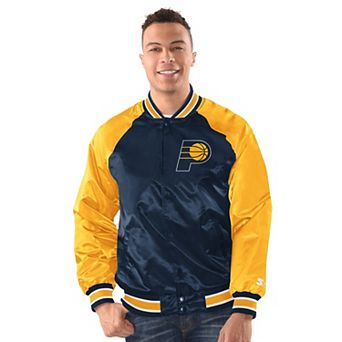 Men's Starter Navy/Gold Indiana Pacers Inductee Full-Snap Varsity Jacket