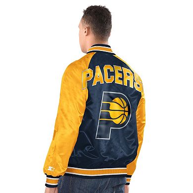 Men's Starter Navy/Gold Indiana Pacers Inductee Raglan Full-Snap Varsity Jacket
