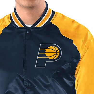 Men's Starter Navy/Gold Indiana Pacers Inductee Raglan Full-Snap Varsity Jacket