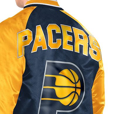 Men's Starter Navy/Gold Indiana Pacers Inductee Raglan Full-Snap Varsity Jacket