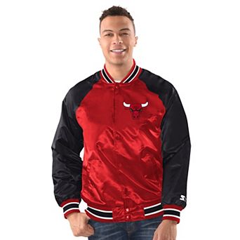 Men's Starter Red/Black Chicago Bulls Inductee Full-Snap Varsity Jacket