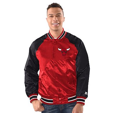 Men's Starter Red/Black Chicago Bulls Inductee Full-Snap Varsity Jacket
