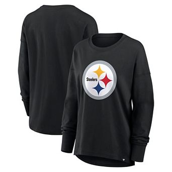Women's Fanatics Black Pittsburgh Steelers Relaxed Hip Essential Long Sleeve T-Shirt