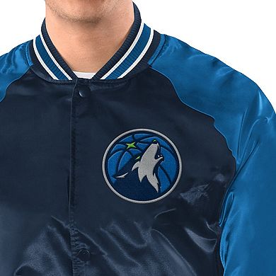Men's Starter Navy/Blue Minnesota Timberwolves Inductee Full-Snap Varsity Jacket