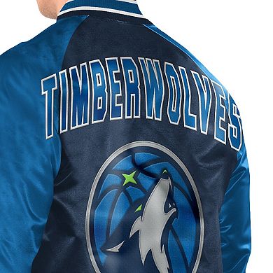 Men's Starter Navy/Blue Minnesota Timberwolves Inductee Full-Snap Varsity Jacket