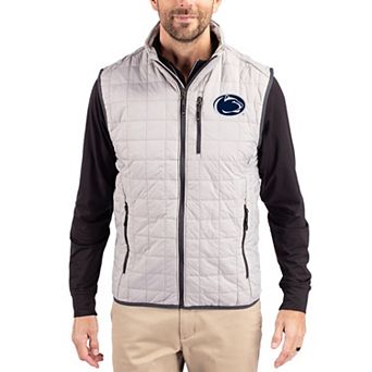 Men's Cutter & Buck Gray Penn State Nittany Lions Rainier Eco Insulated PrimaLoft Full-Zip Puffer Vest