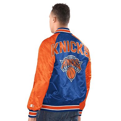 Men's Starter Blue/Orange New York Knicks Inductee Full-Snap Varsity Jacket