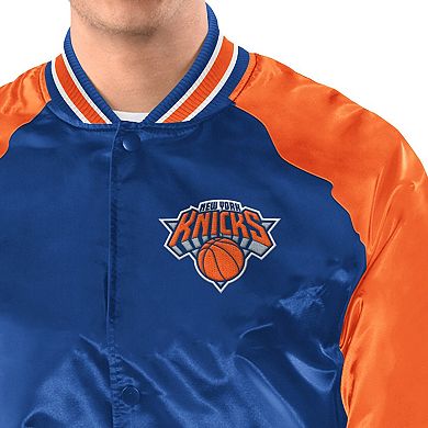 Men's Starter Blue/Orange New York Knicks Inductee Full-Snap Varsity Jacket