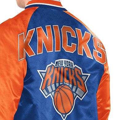Men's Starter Blue/Orange New York Knicks Inductee Full-Snap Varsity Jacket