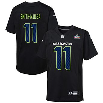 Youth Nike Jaxon Smith-Njigba Black Seattle Seahawks Super Bowl LX Patch Carbon Fashion Game Jersey