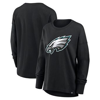 Women's Fanatics Black Philadelphia Eagles Relaxed Hip Essential Long Sleeve T-Shirt