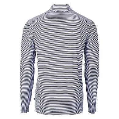 Men's Cutter & Buck Navy Auburn Tigers Alumni Logo DryTec Virtue Eco Pique Micro Stripe Recycled Quarter-Zip Pullover Top