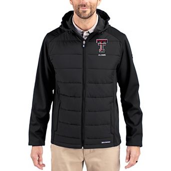 Men's Cutter & Buck Black Texas Tech Red Raiders Evoke Hybrid Eco Softshell Recycled Full Zip Hooded Jacket