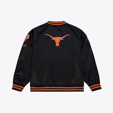 Men's Mitchell & Ness Black Texas Longhorns Double Clutch Lightweight Satin Full-Snap Jacket