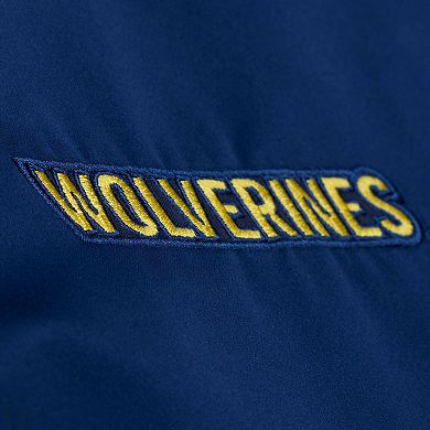 Men's Mitchell & Ness Navy Michigan Wolverines Double Clutch Lightweight Satin Full-Snap Jacket
