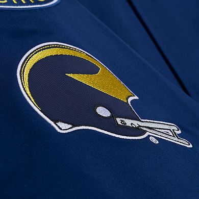Men's Mitchell & Ness Navy Michigan Wolverines Double Clutch Lightweight Satin Full-Snap Jacket