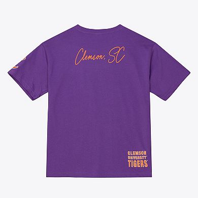Men's Mitchell & Ness Purple Clemson Tigers Double Clutch Premium T-Shirt