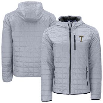Men's Cutter & Buck Gray Georgia Tech Yellow Jackets Rainier Eco PrimaLoft Hooded Full-Zip Jacket
