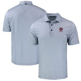 Men's Cutter & Buck Gray Texas A&M Aggies Pike Eco Pebble Print Stretch Recycled Polo