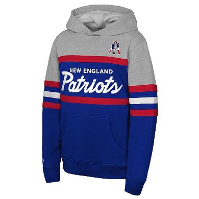 Men's Mitchell & Ness Royal New England Patriots Throwback Head Coach Pullover Hoodie