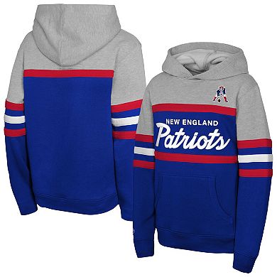 Men's Mitchell & Ness Royal New England Patriots Throwback Head Coach Pullover Hoodie
