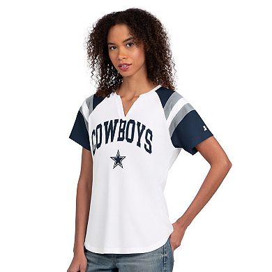Women's Starter White Dallas Cowboys Game On Notch Neck T-Shirt