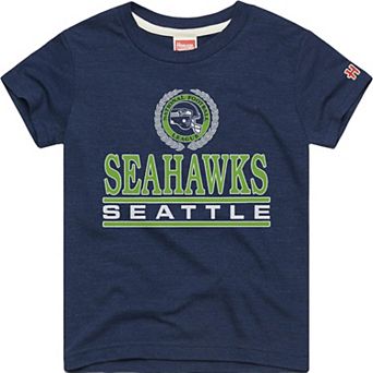 Youth Homage College Navy Seattle Seahawks Crest Tri-Blend T-Shirt