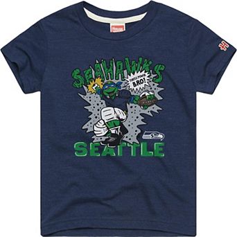 Youth Homage Leonardo College Navy Seattle Seahawks TMNT Tri-Blend T-Shirt