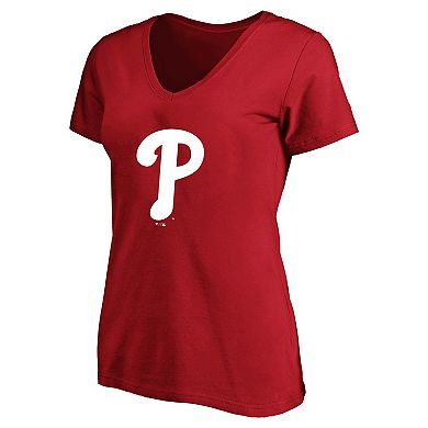 Women's Profile Bryce Harper Red Philadelphia Phillies Plus Size Name & Number V-Neck T-Shirt