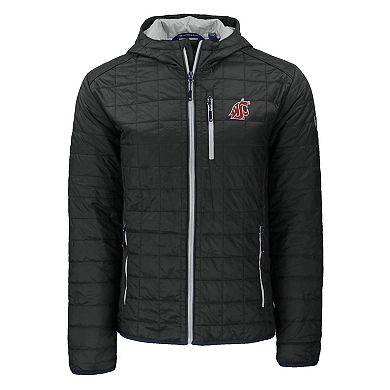 Men's Cutter & Buck Black Washington State Cougars Rainier Eco PrimaLoft Hooded Full-Zip Jacket