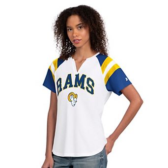 Women's Starter White Los Angeles Rams Game On Notch Neck T-Shirt