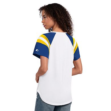 Women's Starter White Los Angeles Rams Game On Notch Neck T-Shirt