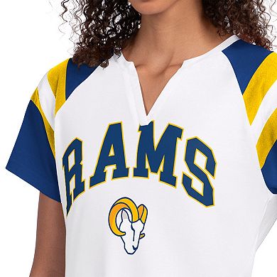 Women's Starter White Los Angeles Rams Game On Notch Neck T-Shirt