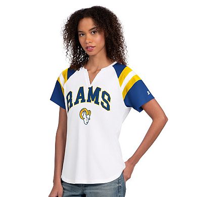 Women's Starter White Los Angeles Rams Game On Notch Neck T-Shirt