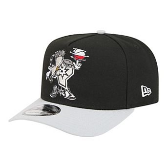 Men's New Era Black San Antonio Spurs Injection Cartoon Logo A-Frame 9FIFTY Adjustable Hat